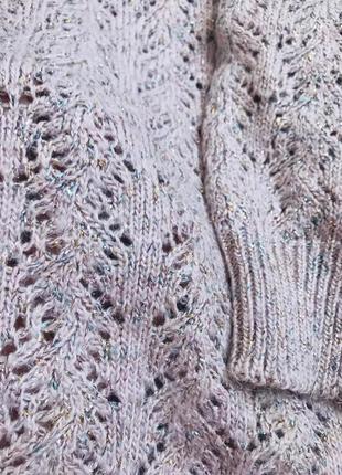 Шикарный ажурный шерстяной праздничный свитер оверсайз с блестящими нитями🤩4 фото