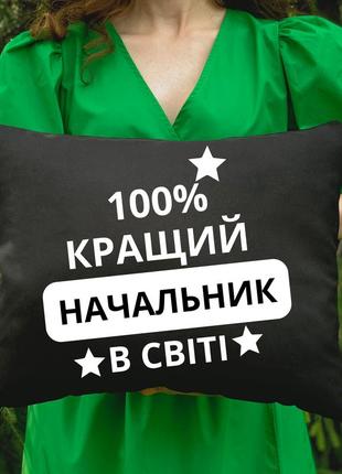 Подушка з принтом - 100% найкращий начальник в світі