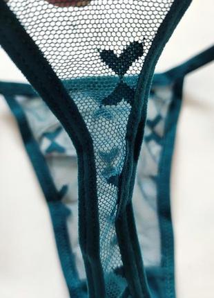 Женские трусы синий стринги прозрачная сеточка сетка секси эротик кружевные танга6 фото