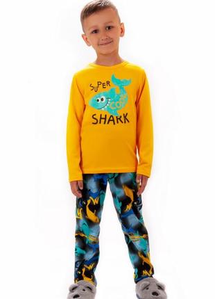 Бавовняна піжама для хлопчика, хлопковая пижама для мальчика, піжама з акулами,пижама с акулами3 фото