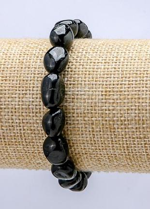 Браслет на гумці з натурального каменю агат галтовка d-8х10мм+-