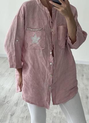 Блуза рубашка сорочка льон лляна льняна1 фото