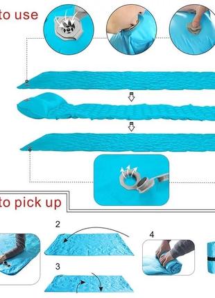 Надувной каремат homful, туристический матрас для кемпинга (синий)5 фото