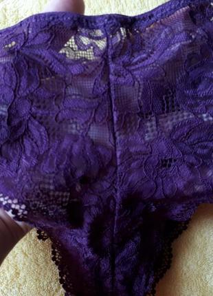 Новые полуоткрытые кружевные лавандовые фиолетовые сиреневые трусики с цветами чики бразилиана кружево f&f с/8/36/443 фото