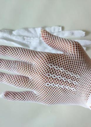 Винтажные перчатки белые женские рукавицы винтаж белоснежные