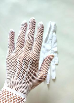 Винтажные перчатки белые женские рукавицы винтаж белоснежные