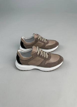 Кроссовки женские кожаные бежевые2 фото