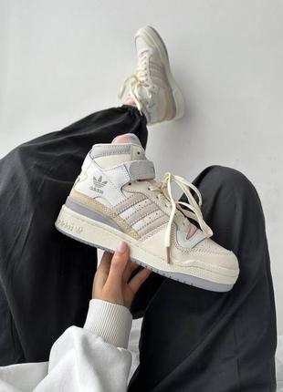 Adidas forum 84 high biege/pink жіночі кросівки