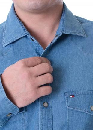 Мужская джинсовая рубашка tommy hilfiger4 фото