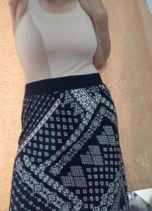 Бохо этно хиппи стильная юбка принт ч/б графический3 фото