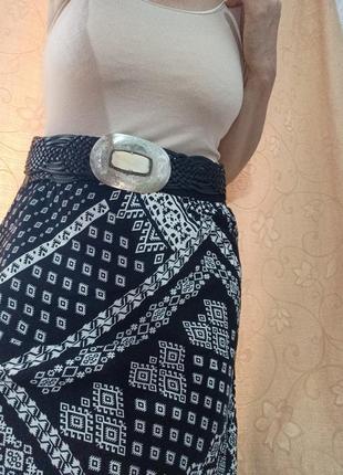 Бохо этно хиппи стильная юбка принт ч/б графический7 фото