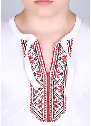 Классическая украинская белая вышиванка для мальчика, рубашка вышитая, с вышивкой крестиком, детская одежда6 фото