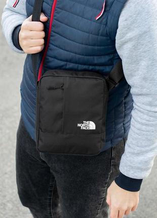 Городская сумка через плечо барсетка the north face loki черная тканевая молодежный мессенджер зе норт фейс1 фото