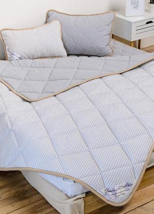 Комплект постельного белья из овечьей шерсти мериносов goodnight - серый в полоску двухспальный3 фото