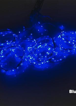 Гирлянда штора капля росы 3х1,5м на проволоке 300led - новогодняя светодиодная 220в - синяя (1054)2 фото