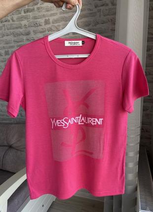 Розовая футболка yves saint laurent размер м