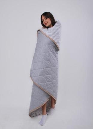 Одеяло из овечьей шерсти мериносов goodnight ultra lite - серое/полоски 140х200