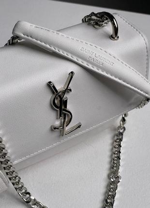 Белая женская сумка yves saint laurent sunset mini chain9 фото