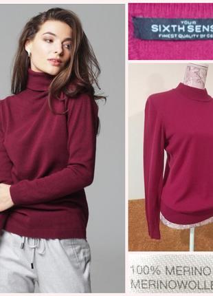 Фирменный стильный качественный натуральный шерстяной свитер джемпер водолазка.