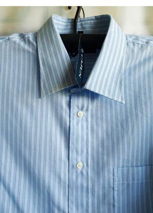 Рубашка мужская в полоску с коротким рукавом,цвет голубой, большой размер3 фото