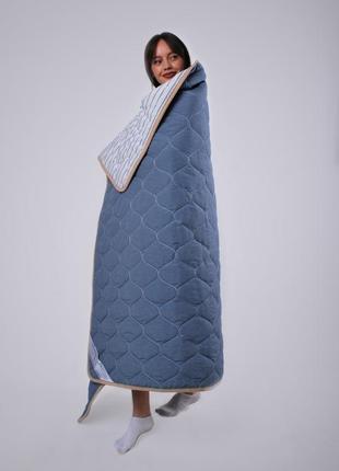 Одеяло из овечьей шерсти мериносов goodnight ultra lite - синее/полоски 220х200