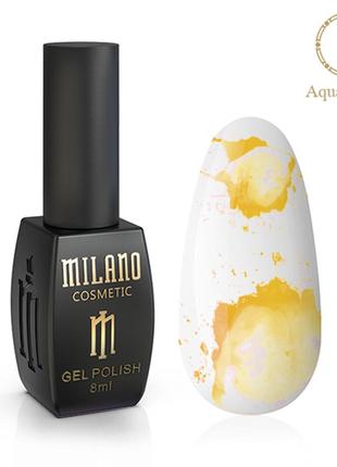 Гель лак аква капли aqua drops milano 8 ml №12 жёлтый желток акварельный лак на спиртовой основе