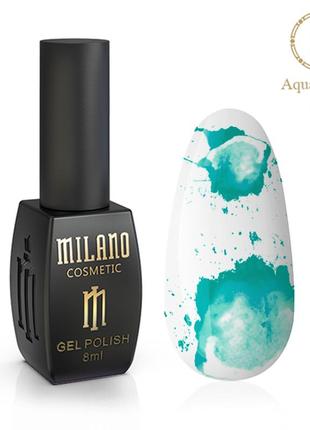 Гель лак аква капли aqua drops milano 8 ml №15 зелёный акварельный лак на спиртовой основе