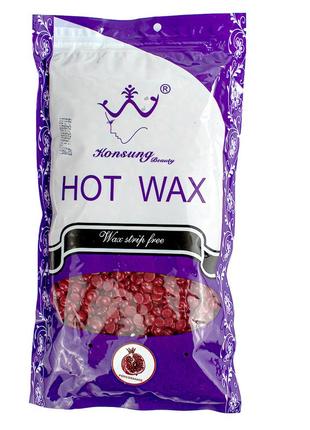 Воск для депиляции в гранулах 500г "konsung hot wax" шоколад (воск для баночного воскоплава) пленочный воск2 фото