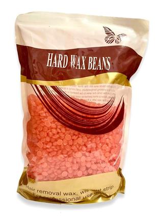 Віск у гранулах hard wax beans 1000гр аромат троянди для депіляції для воскоплаву плівковий віск 1 кг гранули