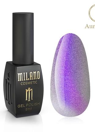 Гель лак для маникюра и педикюра ногтей кошачий глаз cat eyes crystal milano aurora milano 8 мл № 02