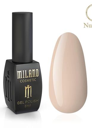 Гель лак для маникюра ногтей классический нюдовый оттенок milano 8 мл nude collection № b002