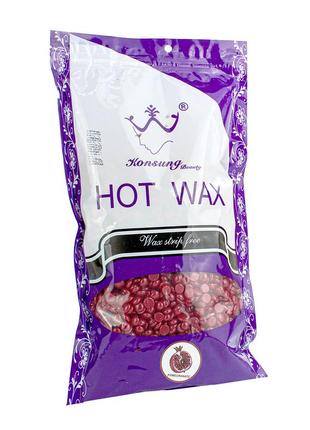 Воск для депиляции в гранулах 500г "konsung hot wax" гранат пленочный воск