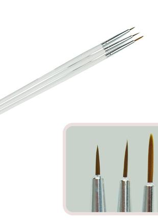 Набір пензлів для малювання (3 шт.) біла ручка (пензли для малювання, пензлики для моделювання, манікюрні)