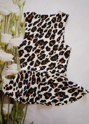 Леопардовая майка,блуза с баской, размер xs.2 фото