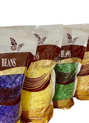 Віск у гранулах hard wax beans 500гр аромат голубіка для депіляції для воскоплаву плівковий віск гранули3 фото