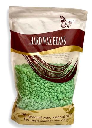 Віск у гранулах hard wax beans 1000гр аромат яблуко для депіляції для воскоплаву плівковий віск 1 кг гранули1 фото