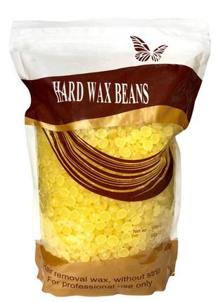 Віск у гранулах hard wax beans 500гр аромат медовий для депіляції для воскоплаву плівковий віск гранули