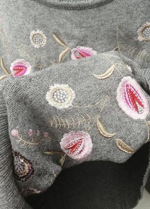 Дизайнерский ангоровый свитер ручной работы вышитый гладью8 фото