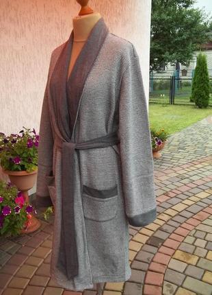 ( 50 / 52 р ) мужской халат хлопковый на трикотажной подкладке теплый б / у3 фото