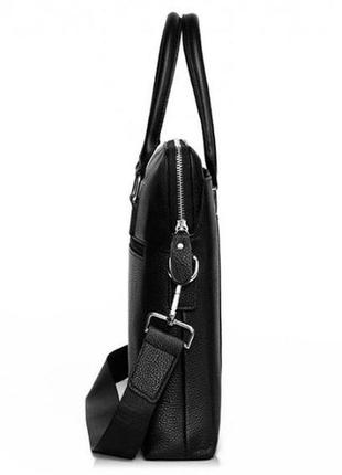 Кожаный мужской деловой портфель для документов планшета черный | качественная мужская офисная сумка формат а42 фото