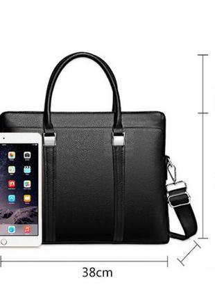 Кожаный мужской деловой портфель для документов планшета черный | качественная мужская офисная сумка формат а47 фото