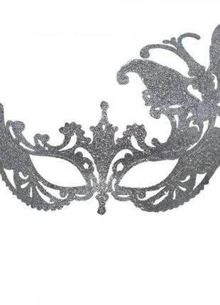 Венецианская маска для бала и карнавала серебро + подарок1 фото