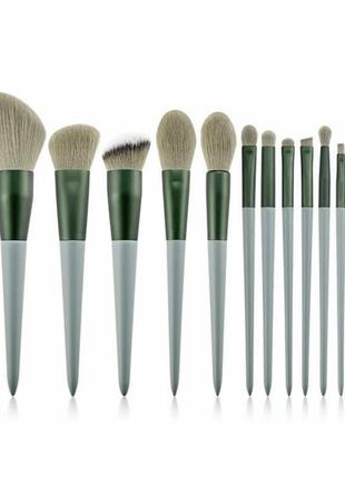 Набор кистей для макияжа bioaqua зеленого цвета в чехле5 фото