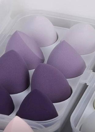 Профессиональный набор спонжей для макияжа bioaqua в пластиковом фиолетовом органайзере.