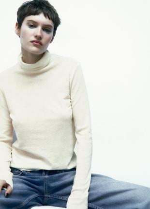 Гольф жіночий zara, колір кремовий😍 шерсть вовна светр кофта водолазка лонгслів1 фото