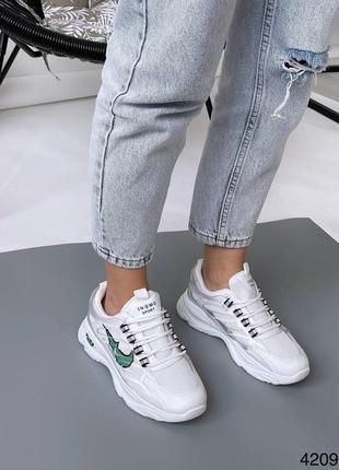 Женские кроссовки в стиле найк белые на платформе маломерки5 фото