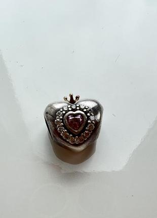 pink princess heart charm sterling silver and