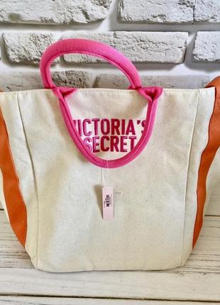 Пляжна сумка victoria secret. текстиль. оригінал. нова.