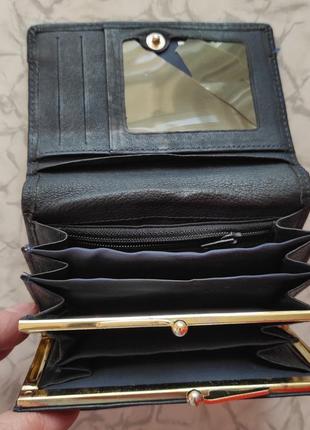 Кожаный кошелек темно синий, б/в8 фото