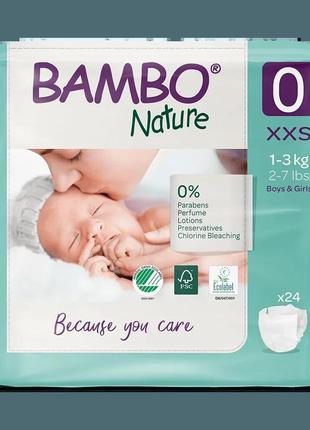 Эко подгузники bambo nature.размер 0 xxs ( 1-3 кг) 24 шт.2 фото